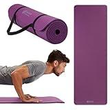 Gaiam Essentials Thick Yoga Mat Fitness & Exercise Mat with Easy-Cinch Carrier Strap, Purple, 72"L X 24"W X 2/5 Inch Thick, 10mm