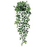 Whonline Fake Hanging Plants, Artificial Small Potted Plants for Indoor Outdoor Aesthetic Office Living Room Shelf Decor (1 Pack)