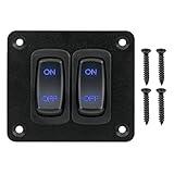 ULITECO Rocker Switch Panel, 2 Gang Toggle Switch Panel 12V, Wateroproof 5Pins Boat On-Off Switch, Automotive Replacement Toggle Switches, Marine Light Switch for Marine Boats ATVs Trailers 1PCS