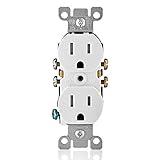Leviton 15 Amp 125V Tamper Resistant Duplex Receptacle, T5320-WMP, White