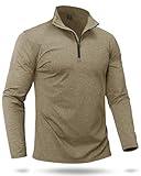 Boladeci Mens 1/4 Zip Pullover Quarter Zip Fleece Lined Thermal Warm Long Sleeve Golf Shirts for Men Casual Sport 3/4 1/2 Half Zip Up Sweatshirts Khaki Fall Golf Accessories Winter Gear