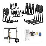 TORACK 15PCS Garage Storage System Hooks, Shelving Hooks for Keyhole Shelving Units Wall Mount Utility Hooks for Tools, Ladders, Cords, Folding Chairs, Shovels and Rakes(Black)