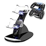 VSEER Dual Shock PS4 Charging Station - Twin Charge Docking Station Stand PS4 Charger for Pro/Slim Controllers, Black