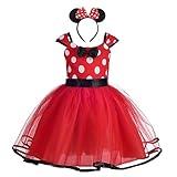 Dressy Daisy Toddler Girl Polka Dots Fancy Dress Up Costume Birthday Party Tulle Dresses with Headband Size 2T to 3T Red 203