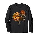 Full Moon Flock Of Birds Tree Outdoor Wildlife Nature Forest Long Sleeve T-Shirt