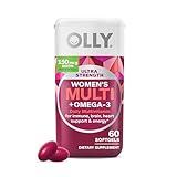 OLLY Ultra Women's Multi Softgels, Overall Health and Immune Support, Omega-3s, Iron, Vitamins A, D, C, E, B12, Daily Multivitamin, 30 Day Supply - 60 Count