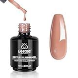 Beetles Builder Gel for Nails, 7 in 1 Nude Brown Colored Strengthener Gel in a Bottle for Nail Extension Nail Apex Building UV LED Lamp Cured DIY at Home Beauty Gift Sets for Women,Base Coat Need