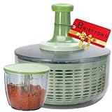 Brieftons Salad Spinner and Chopper: Large 6.3-Quart Lettuce Greens Vegetable Washer Dryer, with Bonus 0.95-Quart Veggie Chopper Mixer, Compact Storage, Easy Push Operation for Quick Veggie Prepping