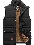 XinYangNi Men's Winter Warm Outdoor Padded Puffer hunting Vest Thick Fleece Vest Sleeveless Jacket Black US 3XL/Asia 8XL