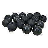 32ct Jet Black Shatterproof 4-Finish Christmas Ball Ornaments 3.25" (80mm)