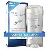 Secret Clinical Strength Antiperspirant and Deodorant for Women, 3X Stress Sweat Protection, PH Balancing Minerals, Clear Gel, Completely Clean Scent, 2.6 oz