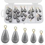 Fishing Weights Sinkers Kit, 5 Sizes 25pcs Bass Casting Drop Shot Weights Lead Fishing Weights for Catfish Saltwater Freshwater