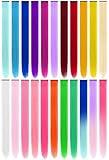 TOFAFA 22 Pcs Colored Hair Extensions, Multi-colors Party Highlights Clip in Synthetic Hair Extensions 22 inch Rainbow Hairpieces for Girls Women Kids Favor Gift (Colorful Set)