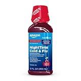 Amazon Basic Care Night Time Cold & Flu Liquid, Cherry, 12 fl oz (Pack of 1)