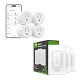GHome Smart Plug & 3-Way Dimmer Switch Bundle,4-Pack Plugs + 3-Pack Switches, 15A Dual-Band (5G/2.4G Wi-Fi) Plugs + 2.4G Wi-Fi Dimmable Switches, Works with Alexa, Google Assistant & IFTTT,UL/ETL/F