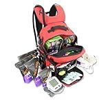 Lightning X Fully Stocked TacMed First Responder Trauma Medical Backpack EMT Kit | MB45-SKF | w/Professional First Aid Emergency Supplies (Red w/Hydration Bladder)