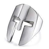 IFUAQZ Men's Stainless Steel Spartan Knight Helmet Ring Ancient Greek Warrior Cool Mask Punk Biker Band Silver Size 9