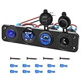 Nilight 4 in 1 ON/Off Charger Socket Panel PD Type C and QC 3.0 USB Power Outlet LED Voltmeter Cigarette Lighter Rocker Toggle Switches for Truck Car Boats RV