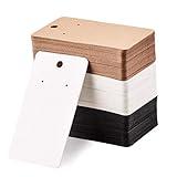 Coopay 150 Pieces Earring Display Card Earring Card Holder Blank Kraft Paper Tags for DIY Ear Studs and Earrings Jewelry Making Display & Packaging Supplies in Black, Brown and White, 3.5 x 2 Inches