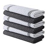 Infinitee Xclusives 100% Cotton Kitchen Towels - 15x25 Inch Ultra Soft Tea Towels, Super Absorbent Terry Dish Towels for Kitchen Linens |Grey|