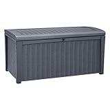 Keter Outdoor Storage Deck Box, 110 Gallon Waterproof Patio Bin, Borneo, Grey