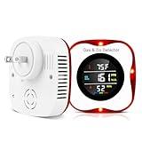 4 in 1,Combination Gas & Carbon Monoxide Detectors,Plug in Carbon Monoxide Detector,Gas Detector,Temperature and Humidity Monitor,Real-time Digital Display,85 db Voice Alarm, for Home，Travel and RV