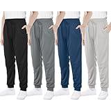 Resinta 4 Packs Boys' Mesh Active Sweatpants Boys Athletic Casual Jogger Pants with Pockets & Drawstring Workout Kids Clothes (US, Alpha, Large, Regular, Black,Dark Grey,Navy,Light Grey)