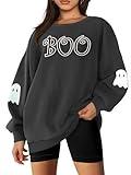KIDDAD Halloween Sweatshirts for Women Boo Crewneck Sweater Tops Cute Ghosts Graphic Shirts Spooky Fall Pullover Top Black
