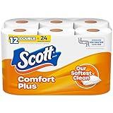 Scott ComfortPlus Toilet Paper, 12 Double Rolls, 231 Sheets per Roll, Septic-Safe, 1-Ply Toilet Tissue