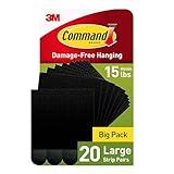 Command 15 lb Large Picture Hanging Strips 20 Pairs, (40 Command Strips) Damage Free Hanging Picture Hangers, No Tools Wall Hanging Strips for Christmas Decorations