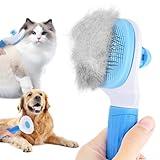 Cat Brush Self Cleaning Slicker Brush with Release Button, Dog Brush for Long or Short Haired Pets, Cat Comb Dog Shedding Brush for Pet Massage, Brush Tool Easy to Remove Loose Undercoat