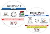 Computer Werx Compatible with Windows Replacement for 10 Home 32/64 Bit DVD install recovery restore & repair DVD plus Drivers Pack