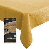 [6 Pack] Gold Paper Tablecloth Disposable for Square Tables, 54 X 54 Inch Party Table Cover with Plastic Backing, Waterproof 3 Ply Table Cloth for Bar/Bat Mitzvah Hosting Picnic Reunions