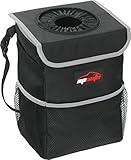 EPAuto Waterproof Car Trash Can with Lid and Storage Pockets, 2.5 Gallon, Black