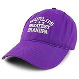 Trendy Apparel Shop World's Greatest Grandpa Embroidered Low Profile Soft Cotton Baseball Cap - Purple