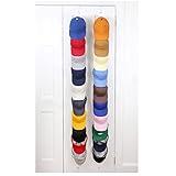 Perfect Curve Hat Organizer Cap Rack FAV | Hat Racks | Hold up to 40 caps | Over Door Organizer for Baseball Hat | Fitted & Adjustable Caps & Visors | Door Slam Proof | 2 Straps | White