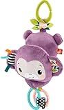Fisher-Price Baby Stroller Toy Sing & Go Purple Monkey Musical Sensory Plush with Crinkle & Clackers for Newborns from Birth+