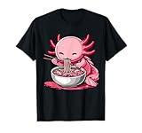 Anime Kawaii Axolotl Eating Ramen Noodles Kids Teen Girl Boy T-Shirt