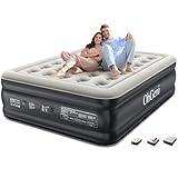 OhGeni Queen Air Mattress with Built in Pump, Blow Up Guest Mattress,Low Noise Surface Portable Colchone Inflable,18" H Air Bed for Family,Black