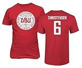 Denmark Soccer #6 Christensen World Football Fans Adult and Youth T-Shirt (Red, X-Large)