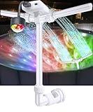 Pool Fountain for Above/In Ground Pool, LED Lights Multi-Color Pool Waterfall Sprinkler, Adjustable Sprayer Pool Cooling System, Fit for 1.5/2.2'' Pool Spa Retrun Jets Replacement Parts Accessories