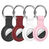 AirTag Holder AirTag Case Keychain Air Tag Holder, Silicone AirTags Key Ring Cases Tags Chain Apple GPS Item iTag Finders Accessories 4 Pack