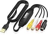 Herfair VHS to Digital Converter, USB Video Capture Card Device, RCA to USB A Converter, Convert VHS VCR Hi8 DV Tape Camcorder Camera to Digital Computer Laptop with Windows/MacOS System