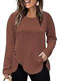 Plus Size Sweaters for Women 3X Oversized Pullover T-Shirts Casual Long Sleeve Top Dressy Trendy Crewneck Caramel