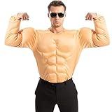Spooktacular Creations Halloween Men's Muscle Suit, Tan Skin Muscle Shirt Costume, Funny Adult Costumes, Body Builder Costume for DressUp, Cosplay and Roleplay Party (Large)