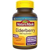 Nature Made Elderberry 400 mg Extract with Vitamin C and Zinc, Dietary Supplement for Immune Support, 60 Capsules, 60 Day Supply