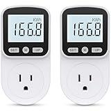 2 Pack Watt Meter Power Meter Plug Home Energy Monitor Electricity Usage Monitor, Electrical Usage Monitor, Energy Voltage Amps Meter Tester with Backlight, Overload Protection, 8 Display Modes