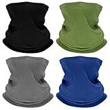 PAETAE 4 Winter Neck Gaiters for Men, Fleece Neck Warmer Gators Face Mask, Mens Scarf Winter for Cold Weather Running Skiing