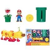 Nintendo Super Mario Soda Jungle Diorama Includes 3 Figures and 2 Accessories: 2.5-Inch Mario, Wiggler, Piranha Plant, Warp Pipe, Coin. Ages 3+ (Officially Licensed)