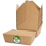 AICHEF 50 Pack 70 oz Large Take Out Food Containers - Heavy Duty Microwavable Kraft Brown Paper To Go Box #3 - Grease Resist Paper Lunch Box Cardboard Take Out Box for Restaurant, Household, Party